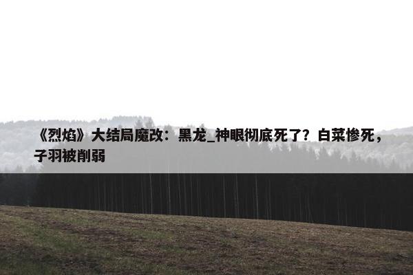 《烈焰》大结局魔改：黑龙_神眼彻底死了？白菜惨死，子羽被削弱