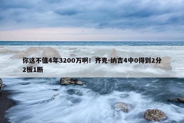 你这不值4年3200万啊！齐克-纳吉4中0得到2分2板1断