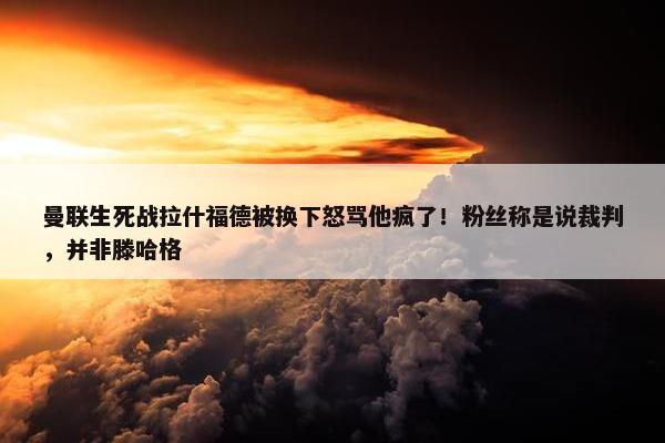 曼联生死战拉什福德被换下怒骂他疯了！粉丝称是说裁判，并非滕哈格