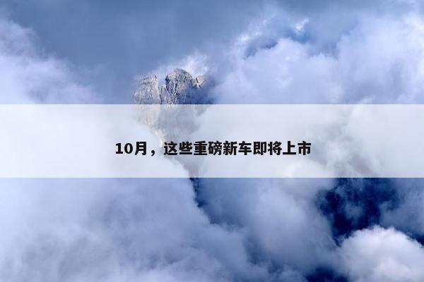 10月，这些重磅新车即将上市